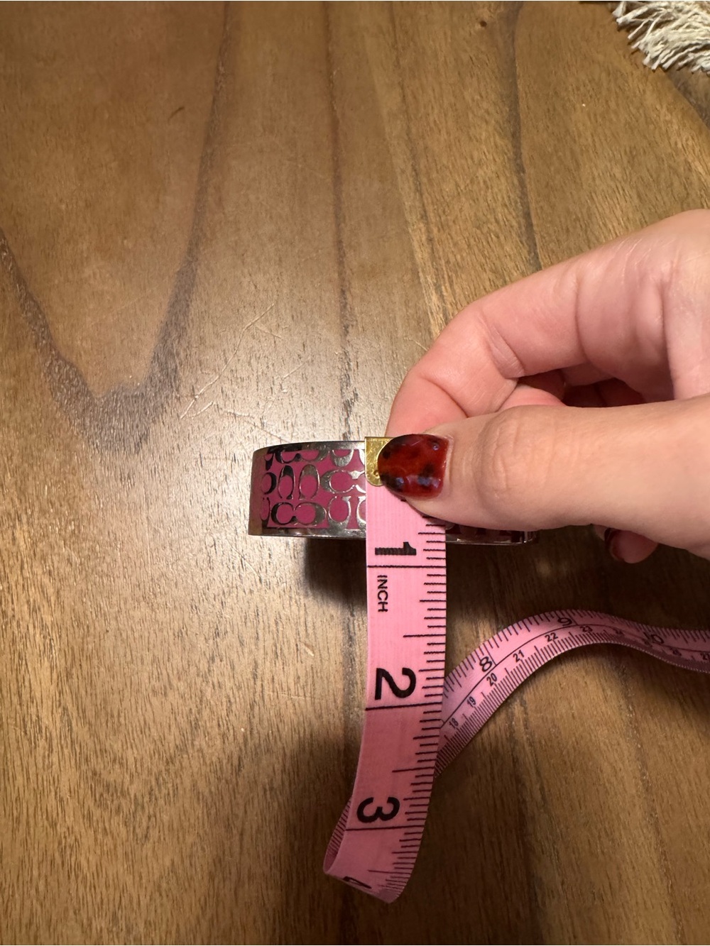 Vintage Coach Pink Signature Cuff Bracelet with Pink Enamel - Picture 5 of 6